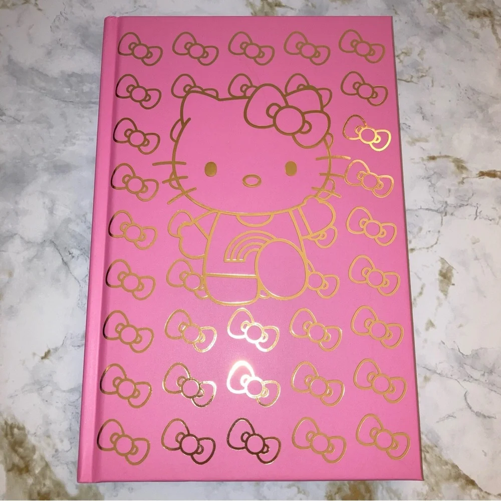 Hello Kitty Journal Gold Foil Bows Pink Hardcover Planner Notebook Stationery